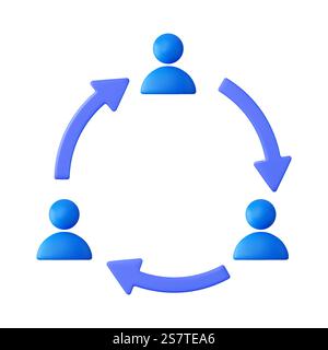 3d User switch icon. Exchange, arrows icon for mobile concept and web design. Employee or people Replacement or swap position concept. 3d rendering. Vector illustration. 3d User switch Stock Vector
