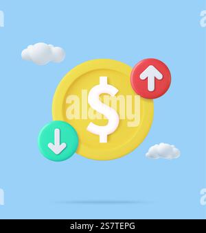 3d Cost of dollar with arrow down and up Stock Vector Image & Art - Alamy