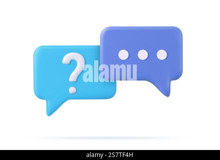 3d rendering faq icon, question mark with bubble chat. 3d rendering faq icon, Stock Vector