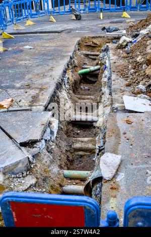 Road Works, North Audley Street, London, England, U.K. Stock Photo