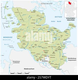 Map of the state Schleswig-Holstein, Germany Stock Photo