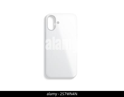 Blank white glossy phone case mockup, top view, 3d rendering. Empty plus protect bumper for digital cellphone mock up, isolated. Clear ultra slim glos Stock Photo
