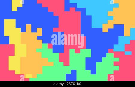 Pixel art camouflage design merges the precision of digital art with the organic allure of natural patterns, creating a visually captivating fusion. Stock Vector