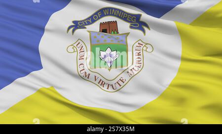 Winnipeg Fair City Flag, Country Canada, Closeup View, 3D Rendering Stock Photo