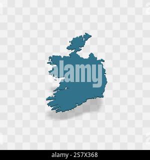Ireland high detailed vector representation of country silhouette. 3D map on transparent background with dropped shadow. For educational, decorative, or informational use. Stock Vector