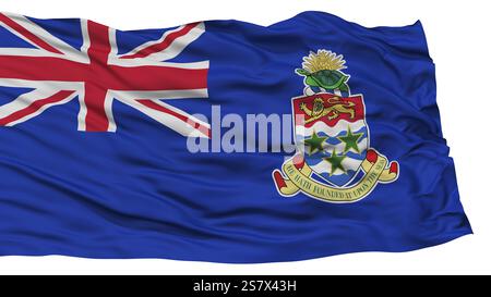 Isolated Cayman Islands Flag, Waving on White Background, High Resolution Stock Photo