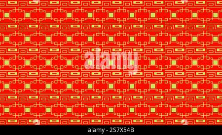 Chinese pattern texture with yellow lines on red background for Chinese New Year Stock Vector