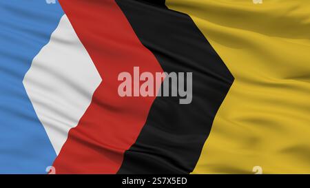 Engels City Flag, Country Russia, Saratov Oblast, Closeup View, 3D Rendering Stock Photo