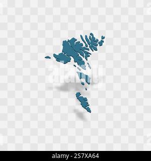 Faroe Islands high detailed vector representation of country silhouette. 3D map on transparent background with dropped shadow. For educational, decorative, or informational use. Stock Vector