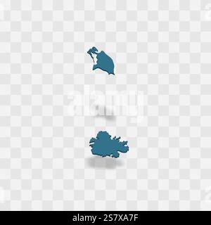 Antigua and Barbuda high detailed vector representation of country silhouette. 3D map on transparent background with dropped shadow. For educational, decorative, or informational use. Stock Vector