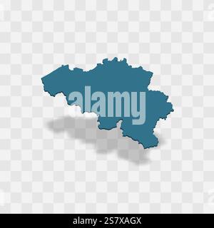 Belgium high detailed vector representation of country silhouette. 3D map on transparent background with dropped shadow. For educational, decorative, or informational use. Stock Vector