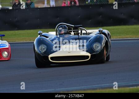 Steve Seaman, Andy Newall, Lola T70 Mk2 Spyder, Masters Sports Cars Legends, with a compulsory pit-stop and the option of a second driver, following a Stock Photo