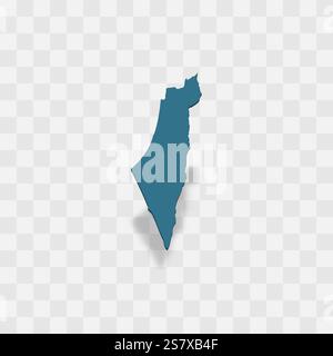Israel high detailed vector representation of country silhouette. 3D map on transparent background with dropped shadow. For educational, decorative, or informational use. Stock Vector