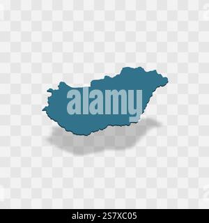 Hungary high detailed vector representation of country silhouette. 3D map on transparent background with dropped shadow. For educational, decorative, or informational use. Stock Vector