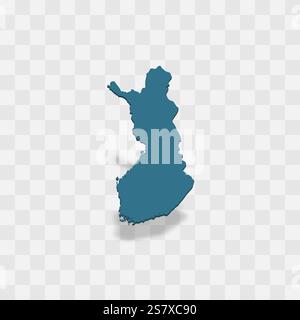 Finland high detailed vector representation of country silhouette. 3D map on transparent background with dropped shadow. For educational, decorative, or informational use. Stock Vector