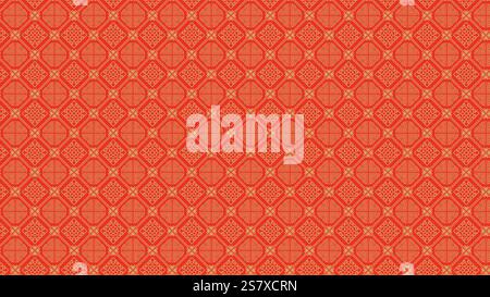 Chinese geometric pattern texture with yellow lines on red background for Chinese New Year Stock Vector