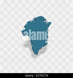 Greenland high detailed vector representation of country silhouette. 3D map on transparent background with dropped shadow. For educational, decorative, or informational use. Stock Vector