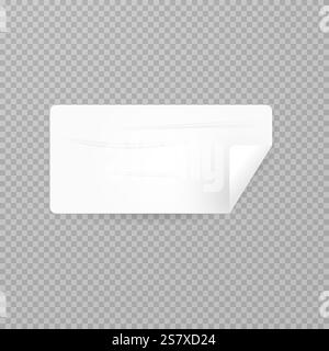 Vector realistic illustration white rectangle discount sticker, price tag, sticky tape Stock Vector