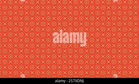 Chinese hexagon pattern texture against red background for Chinese New Year Stock Vector