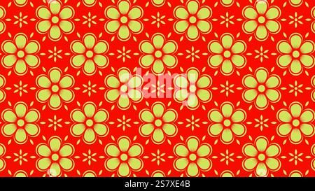 Chinese pattern texture with yellow flowers on a red background for Chinese New Year Stock Vector