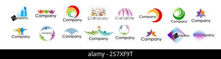 Set of abstract different logos. hand drawn. Not AI, Vector illustration Stock Vector