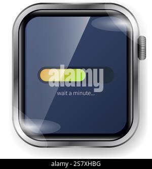 A vector illustration of a smartwatch user interface featuring a colorful horizontal progress bar transitioning from yellow to green Stock Vector