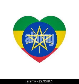 Ethiopia flag - rectangle colorful flag representing a country cultural identity and heritage. The essence of national pride and unity. Attached by the corners in a paper album Stock Vector