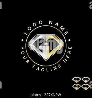 Logo design graphic concept creative premium vector stock image graphic initial GC GD font pentagon diamond superman to monogram typography jewellery Stock Vector