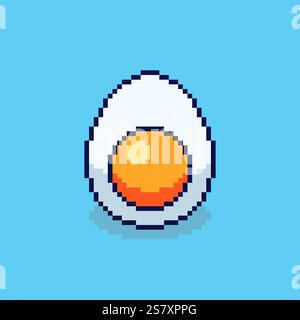 Pixel art Boiled Egg game asset design Stock Vector