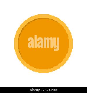 Pixel Art Orange Coin Icon. Retro Video Game Currency Symbol. Bronze Empty Coin Symbol. Isolated Vector Illustration Stock Vector