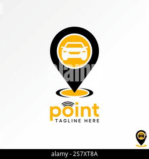 Logo design graphic concept creative premium vector stock image graphic point place car driver station GPS app maps to workshop street garage machine Stock Vector