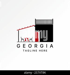 Logo design graphic concept creative premium vector stock image graphic cafe house roof top restaurant bar chair table Georgia maps furniture coffee Stock Vector