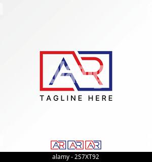 Logo design graphic concept creative premium vector stock image graphic initial AR font line square cutting trendy art to monogram typography branding Stock Vector