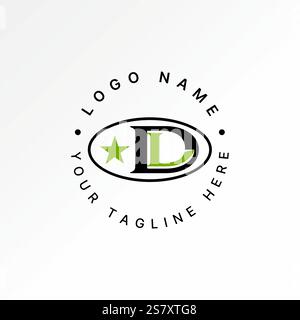 Logo design graphic concept creative premium vector stock image graphic initial DL LD font ellipse star veteran to monogram typography branding Stock Vector