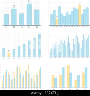 Set of blue transparent bar graphs, business infographics, vector eps10 illustration Stock Vector