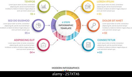 Modern infographics six circle process template Stock Vector Image ...