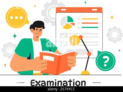 Examination Paper Vector Illustration Featuring an Online Exam, Answer Sheets, Forms, Surveys, and Internet Quizzes in a Flat Style Cartoon Background Stock Vector