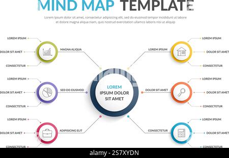 Absrtact mind map template, business infographics, vector eps10 illustration Stock Vector