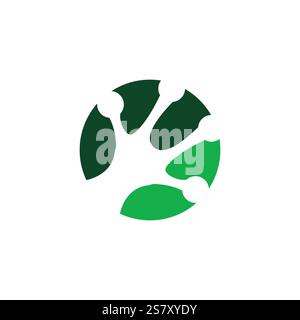 Modern and simplistic logo design depicting a green frog's foot in a circular form representing nature. Stock Vector