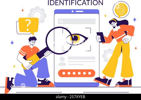 Identification Vector Illustration of an Identity Card Featuring a Photo, Personal Information, and Document Details in a Face ID Recognition System Stock Vector