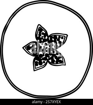 This is an exceptional black and white illustration that beautifully showcases a captivating floral design. Hand drawn graphics for design of websites, articles, booklet, label or advertisement. Stock Vector