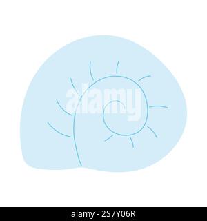 Cute blue seashell in simple flat style for summer poster or banner.  Stock Vector