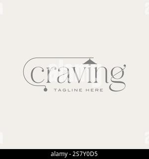 Logo design graphic concept creative premium vector stock image graphic word Craving  serif font interior lamp chandelier outdoor garden antique retro Stock Vector