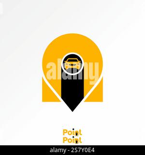 Logo design graphic concept creative premium vector stock image graphic initial N font point place car drive GPS to app workshop street garage machine Stock Vector