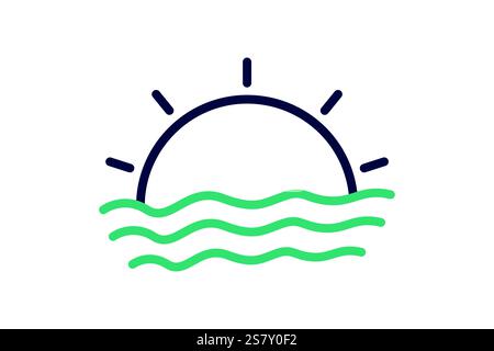 Sunset icon. line icon style. icon related to time and date. time elements vector illustration Stock Vector