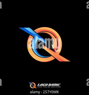 Logo design graphic concept creative premium vector stock image graphic initial TQ QT TT font arrow techno sport science monogram typography branding Stock Vector
