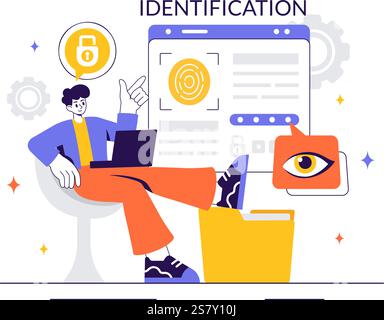 Identification Vector Illustration of an Identity Card Featuring a Photo, Personal Information, and Document Details in a Face ID Recognition System Stock Vector