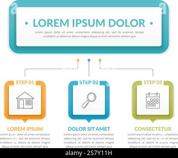 Infographic template with main idea and 3 steps or options, workflow, process chart, vector eps10 illustration Stock Vector
