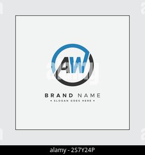 Abstract Letter AW Logo - Initial Monogram Template for Alphabet A and W Stock Vector