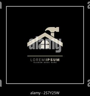 House Repair, Maintenance and Construction Logo with Hammer Icon Stock Vector